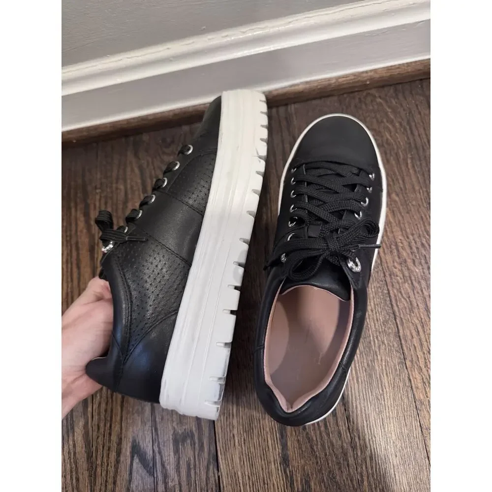 Linea Paolo Jett Platform Sneaker Shoes Lace-Up Women's Black Size 9